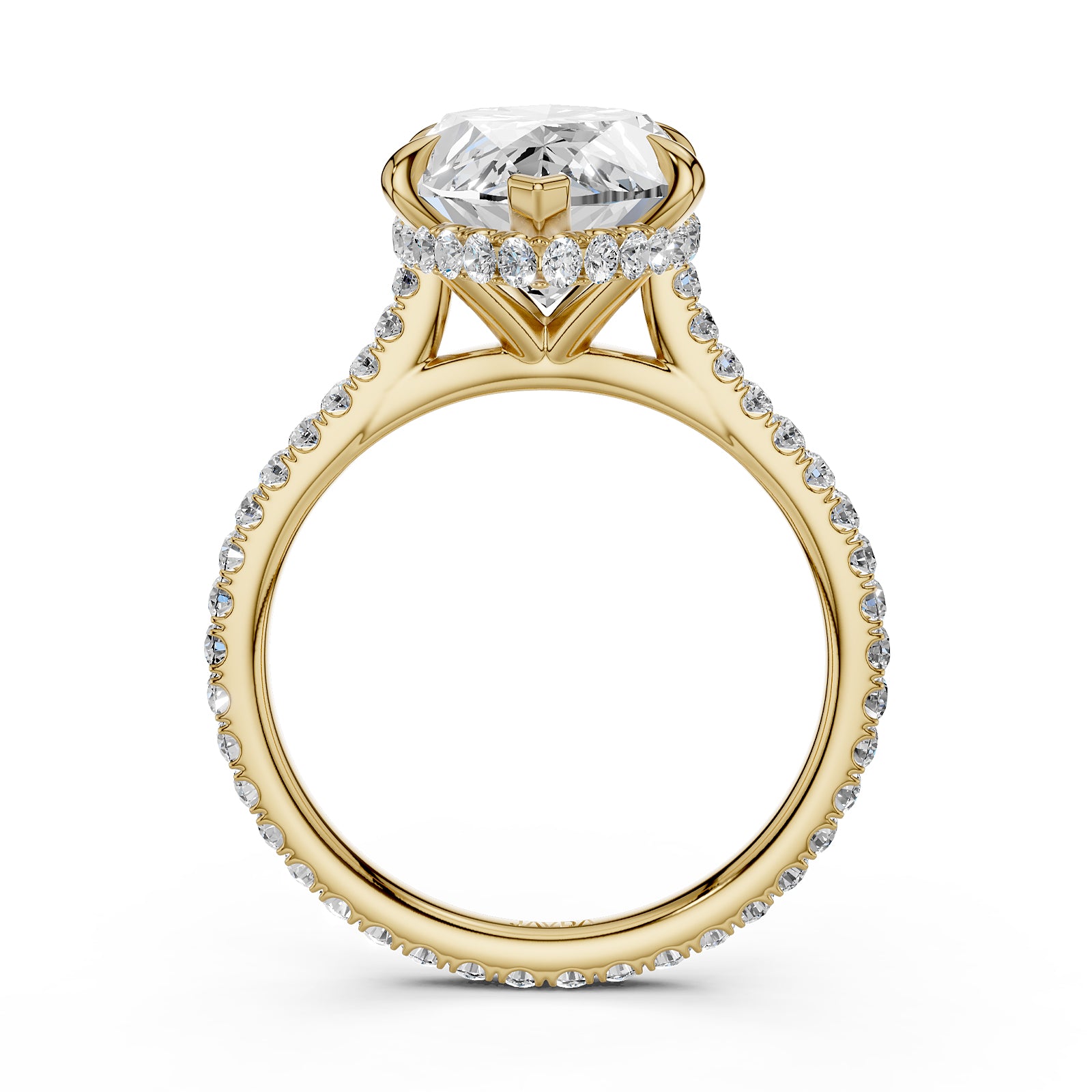 Cathedral Style Halo French U Pave Set Lab Grown Diamond Engagement Ring IGI Certified 4.55 Ctw.